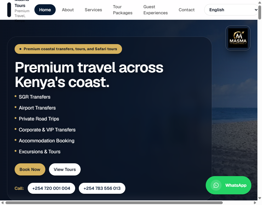 Masmatours.com website development project screenshot
