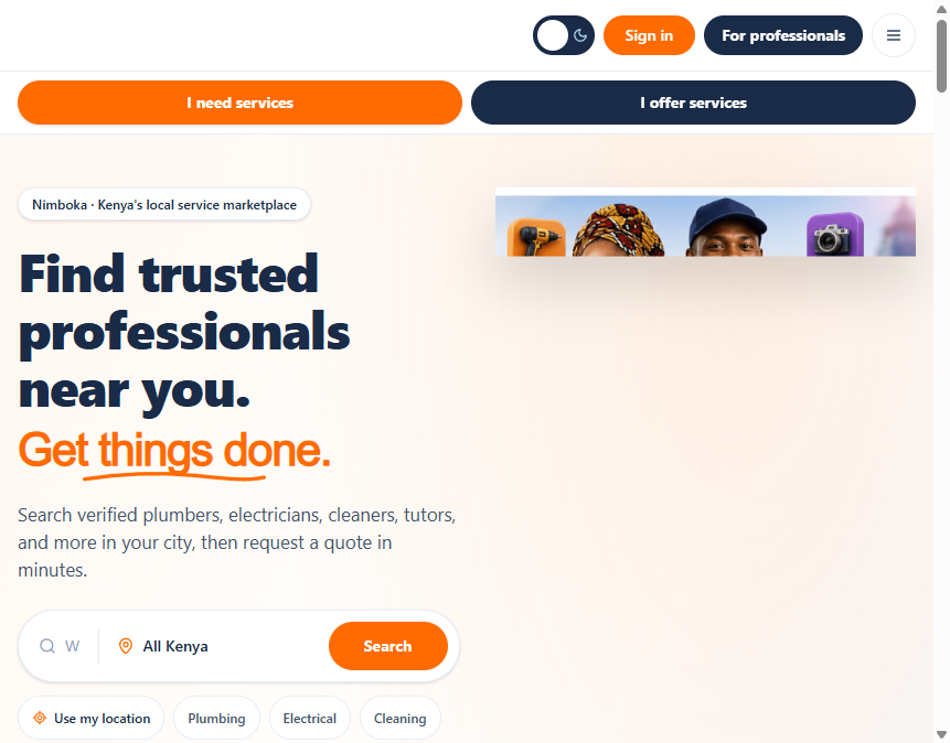 Nimboka.com website development project screenshot